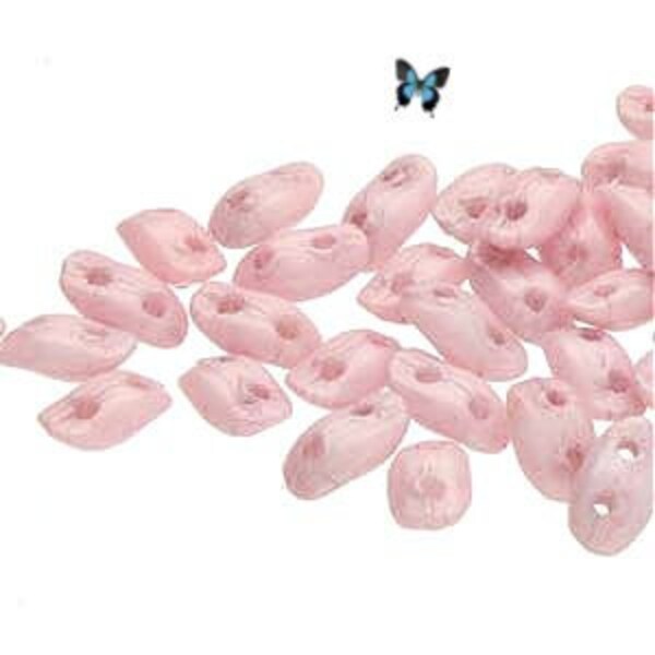 NEW! Chalk Lila Luster WAVE Czech Glass Two Hole Beads 10gr (Apx 130pc), DIY Jewelry Bead Supply