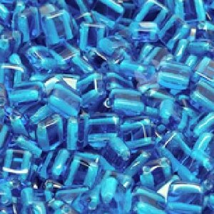 6mm Transparent Aquamarine 2-Hole Tile Czech Glass Beads (30pc)