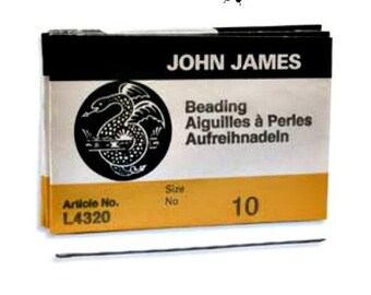 John James Size 10 "Long" English Beading Needles 25pk (L4320E-010) BN10