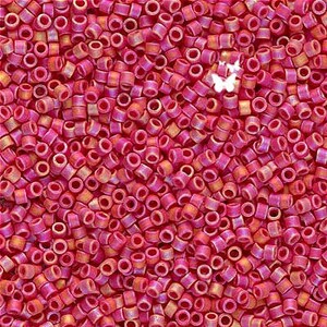DB874 Matte Opaque Red AB Size 11/0 Miyuki Delica (5gr), DIY Jewelry Bead Supply