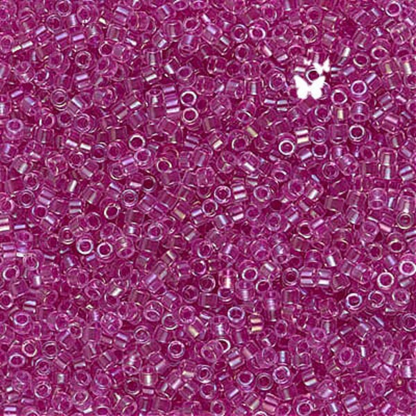 DB074 Fuchsia Lined Crystal AB Size 11/0 Miyuki Delica (5gr), DIY Jewelry Bead Supply