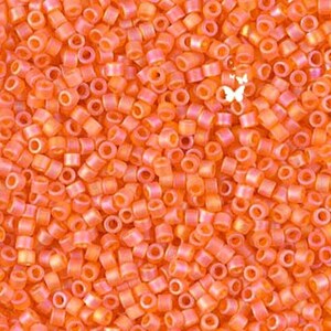 DB855 Matte Transparent Orange AB Size 11/0 Miyuki Delica (5gr), DIY Jewelry Bead Supply