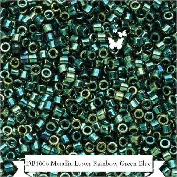 DB1006 Metallic Luster Rainbow Green Blue Size 11/0 Miyuki Delica (5gr), DIY Jewelry Bead Supply