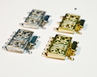 Antiqued Brass 5 Strand Box Clasp 23mm x 21mm