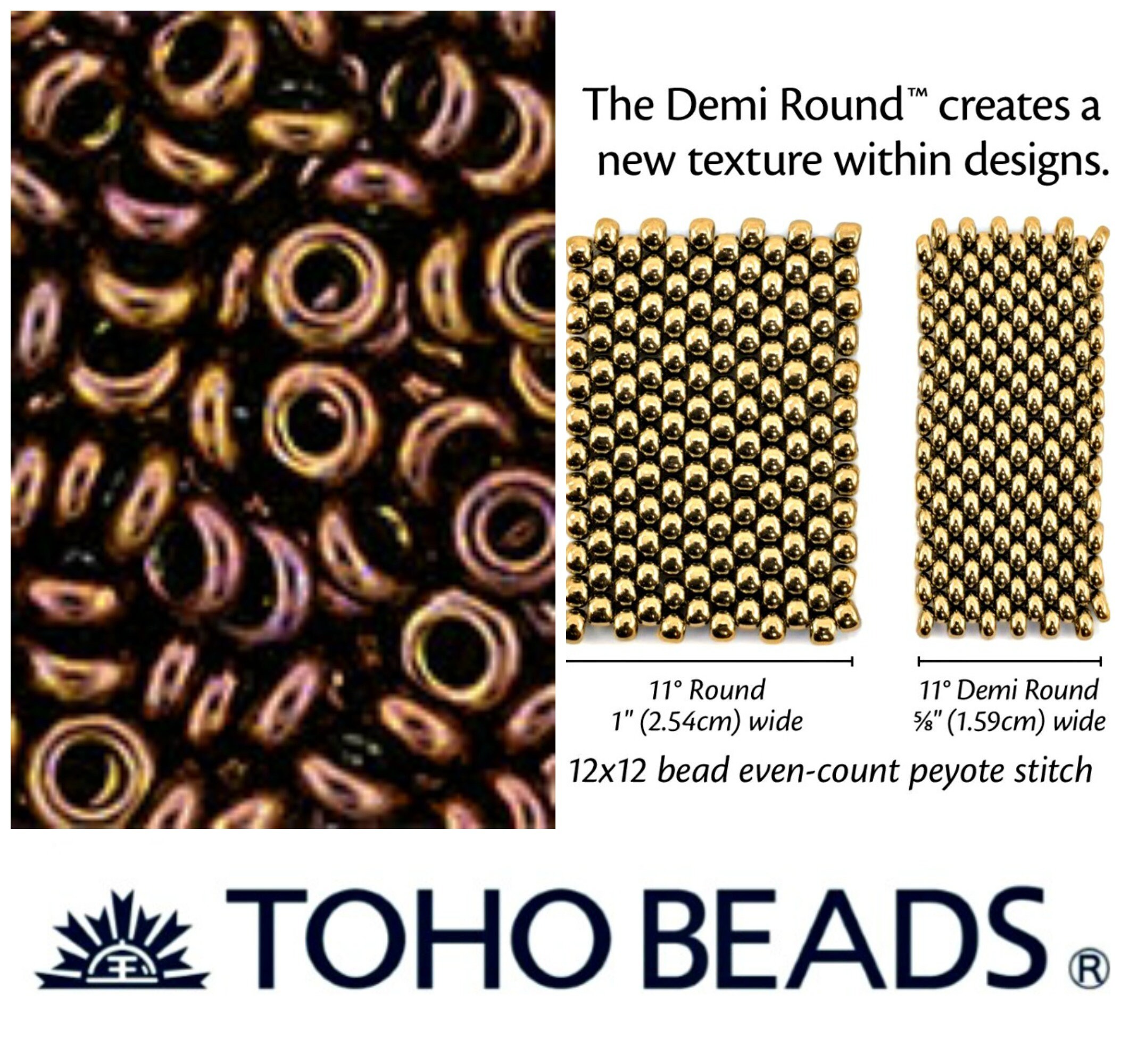 8/0 seed beads Toho Olympic Bronze (224) 11/0 Miyuki Delica beads  Galvanized Tarnished Copper (DB…