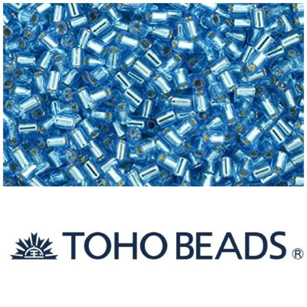 TOHO 2mm Silver Lined Dark Aqua Bugle Beads TB-00-23B, Size 1 Japanese Tube Bead (10gr), DIY Jewelry Bead Supply