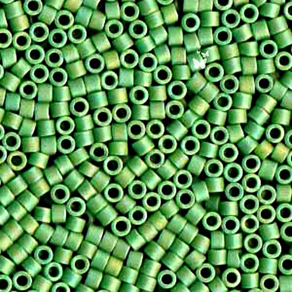 DB877 Matte Opaque Green AB Size 11/0 Miyuki Delica (5gr), DIY Jewelry Bead Supply