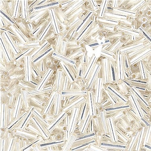Silver Lined Crystal Miyuki Bugle Beads BGL2-001 (10gr), DIY Jewelry Bead Supply