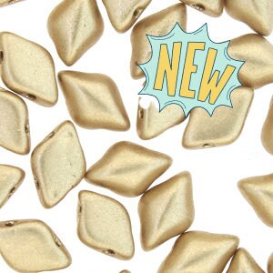 MINI GemDuo Crystal Bronze Pale Gold 2-Hole Czech Glass Beads (5gr), Free Pattern Available, DIY Jewelry, Bead Supply