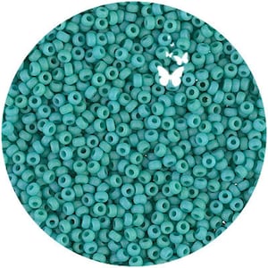 Size 11/0, 8/0, 6/0 Matte Opaque Turquoise Green 412f Miyuki Seed Beads (10gr), DIY Jewelry Bead Supply