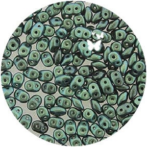 SUPERDUO Polychrome Virdian Two Hole Glass Beads (10gr), DIY Jewelry Bead Supply