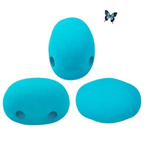 SAMOS par Puca® La Divine Aqua Matte 2-Hole Glass Beads 10gr (40-45pc), DIY Jewelry, Bead Supply