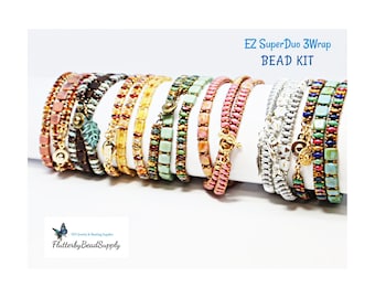 DIY Jewelry, EZ SuperDuo Triple Wrap Bracelet Bead Kit - Digital Pattern Included