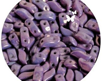 90pc STORMDUO Chalk White Lila Vega Luster Czech Glass Two Hole Beads (10gr/approx 90pc), DIY Jewelry, Bead Supply
