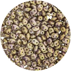 SUPERDUO Chalk Senegal Brown-Purple Two Hole Glass Beads (10gr), DIY Jewelry Bead Supply