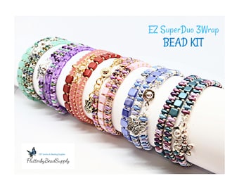 DIY Jewelry, EZ SuperDuo Triple Wrap Bracelet Bead Kit - Digital Pattern Included