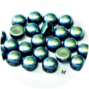 6mm Jet Full AB Two Hole Cabochon (20pc), DIY Jewelry Bead Supply