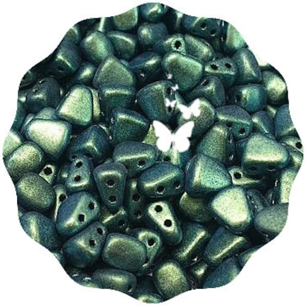 Matubo Nib-Bit™ Polychrome Chameleon Turquoise 2-Hole Czech Glass Beads (10gr), DIY Jewelry, Bead Supply