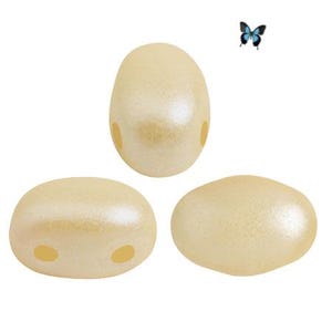 SAMOS par Puca® Pastel Cream 2-Hole Czech Glass Beads 10gr (40-45pc), DIY Jewelry, Bead Supply