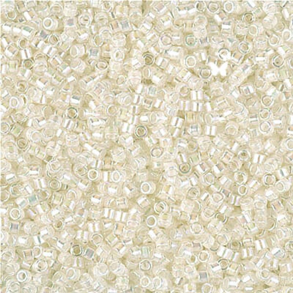 DB052 Ceylon Light Tan AB aka Off White AB Size 11/0 Miyuki Delica (5gr), DIY Jewelry Bead Supply