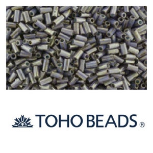 TOHO 3mm Hybrid Slate Bronze Picasso Bugle Beads TB-01-Y867, Size 1 Japanese Tube Bead (10gr), DIY Jewelry Bead Supply