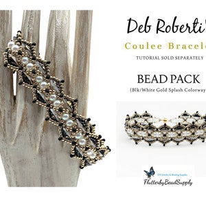 Deb Roberti's COULEE BRACELET Bead Pack    >> Tutorial Sold Separately <<    Black/White Gold Splash Duet Colorway
