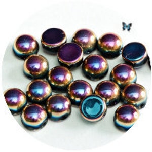 6mm Jet Full Sliperit 2-Hole Czech Glass Cabochon (20pc), DIY Jewelry, Bead Supply