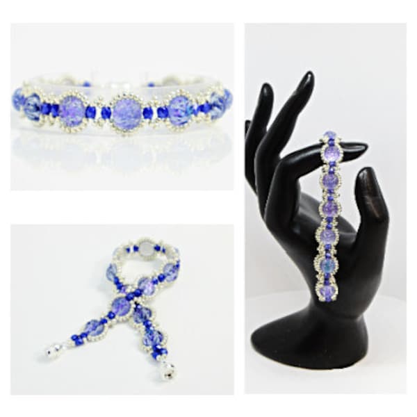 VIOLET ICE Bead Pack, Deb Roberti's Free ASTRAL Bracelet Tutorial Available Separately, Do-It-Yourself Jewelry Supply
