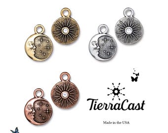 1pc Starry Night Charm w/ SS9 Crystal, TierraCast DIY Jewelry Supply