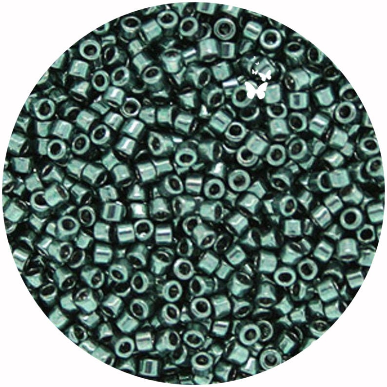 5gr DIY Jewelry Bead Supply DB458 Galvanized Dark Green aka Nickel Plated Dyed Green Size 110 Miyuki Delica