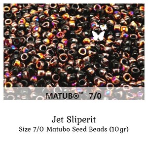 MATUBO™ Size 7/0 Jet Sliperit Czech Glass Seed Beads (10gr), DIY Jewelry, Bead Supply