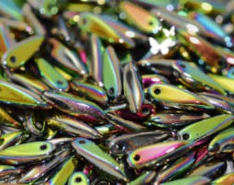 3x11mm Crystal Vitrail Full Czech Glass Daggers (30pc)