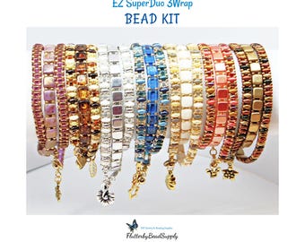 DIY Jewelry, EZ SuperDuo Triple Wrap Bracelet Bead Kit - Free Digital Pattern Included