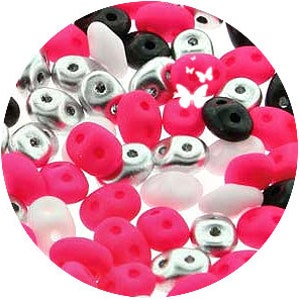 SUPERDUO Diva Pink Mix 139, Two Hole Matubo Glass Beads (10gr), DIY Jewelry Bead Supply