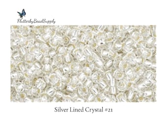 Size 11/0, 8/0, 6/0 Silver Lined Crystal TR-21 TOHO Glass Seed Beads (10gr)