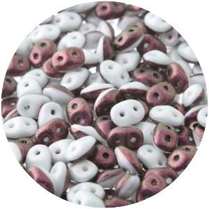 SUPERDUO Duet Plum and Cream Two Hole Glass Beads (10gr), DIY Jewelry Bead Supply