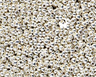 1051 Galvanized Silver Miyuki Seed Beads, Size 15/0 (7gr), 11/0, 8