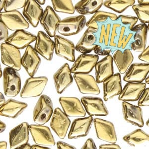 MINI GemDuo Crystal Full Amber 2-Hole Czech Glass Beads (5gr), Free Pattern Available, DIY Jewelry Bead Supply