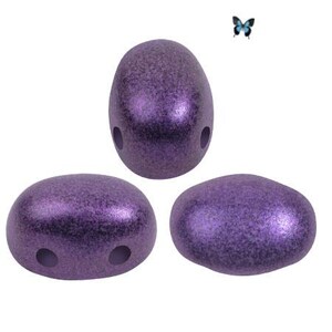 SAMOS par Puca® Metallic Matte Ultra Violet 2-Hole Czech Glass Beads 10gr (40-45pc), DIY Jewelry, Bead Supply