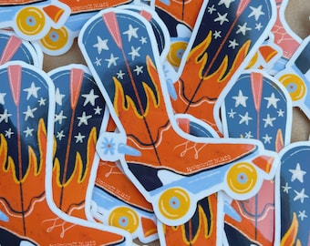Roller Skate Rodeo Cowboy Boot Sticker