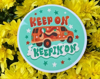 Keep On Keepin' On Groovy 70's Van Sticker