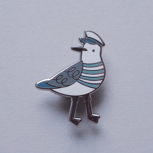 Seagull Sea Captain Enamel Pin | Seagull Pin | Bird Pin | Seaside Pin | Nature Lover Gift | Brooch | Stocking Filler | Gift Idea