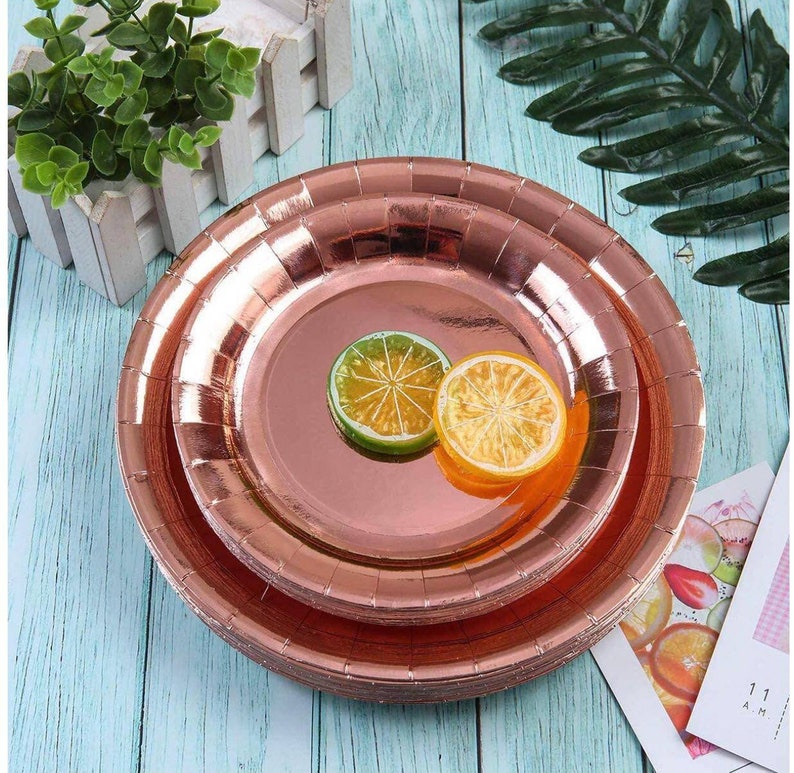 250 Pcs Rose Gold Party Tableware Set Including Paper Plate Etsy UK