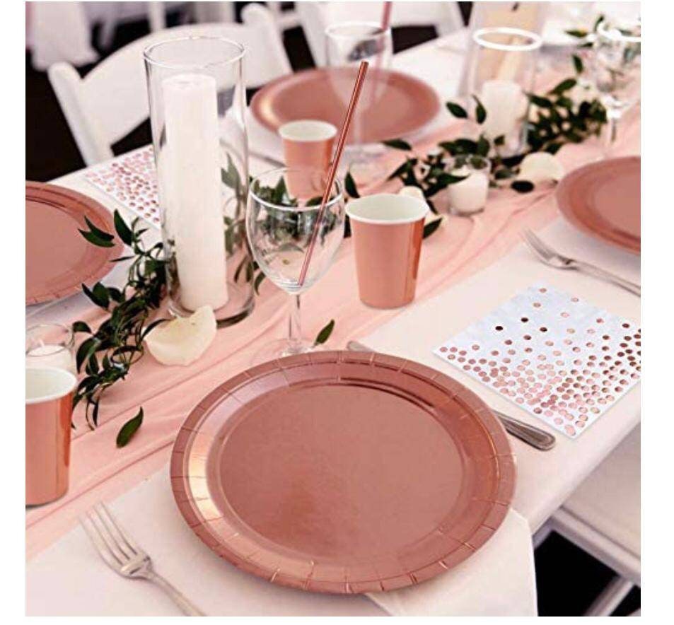 250 pcs Rose Gold Party Tableware Set including Paper Plate Etsy