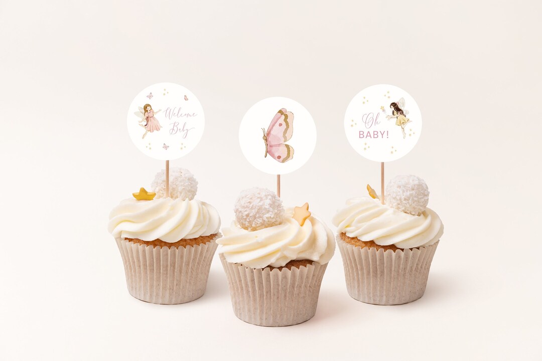 Editable Baby Shower Cupcake Toppers, Baby Girl Shower Decor, Printable