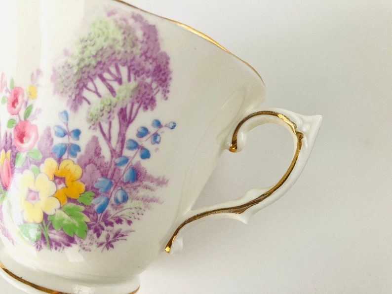 Colclough Garden Scene Tea Cup /& Saucer Set