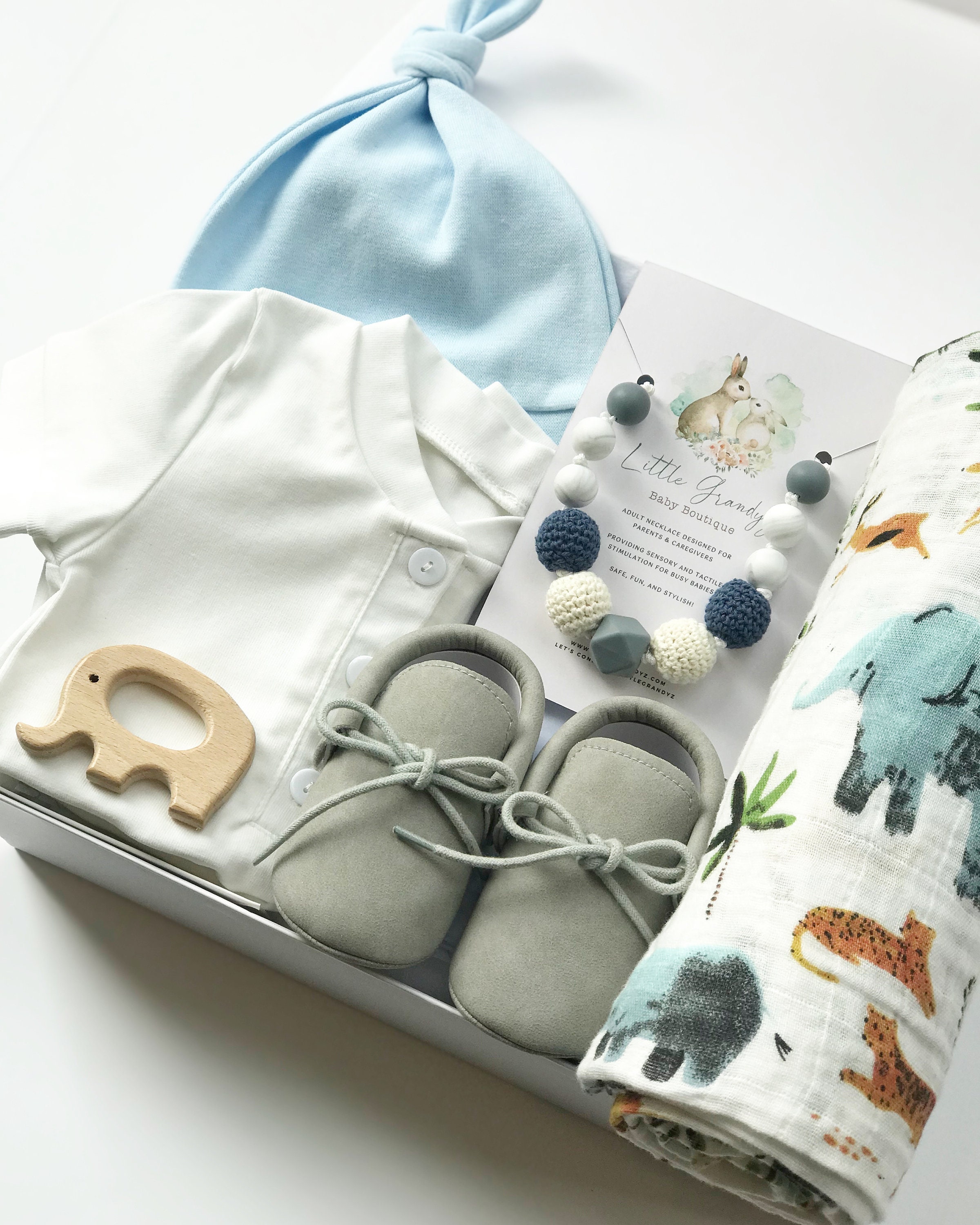 Baby Elephant Gift Set Newborn Baby Shower Gift Box Safari Etsy Canada