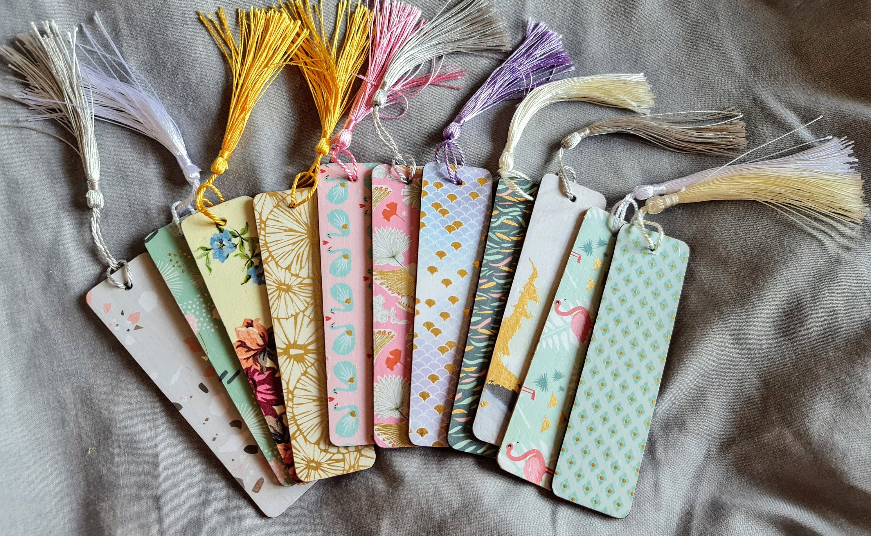 Wooden decoupaged bookmarks multiple designs Etsy