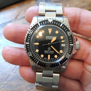Custom Seiko Mod 5517 Milsub Sub NH35 Automatic Stainless Mens Diver Watch Nice