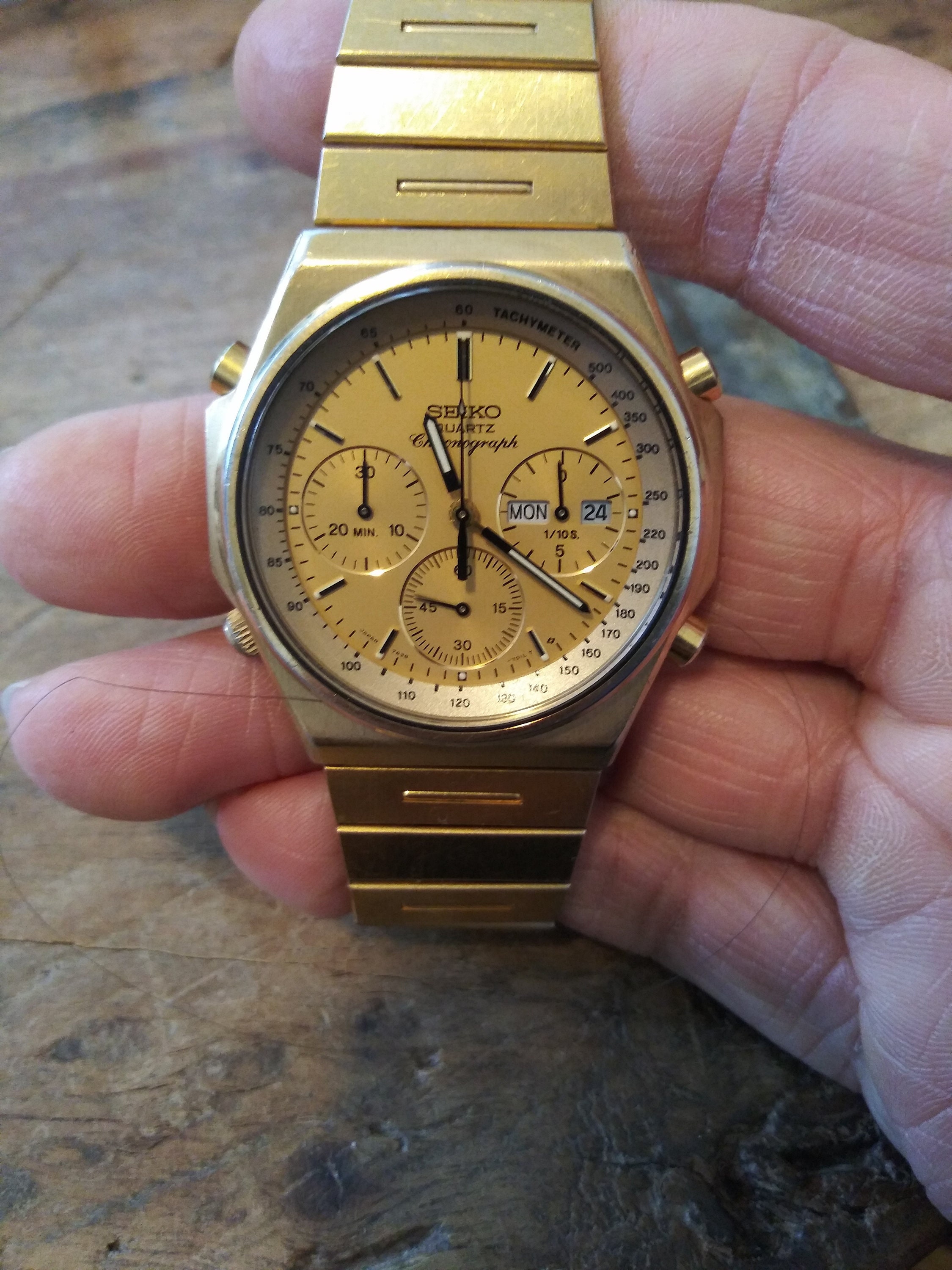 Vintage 1984 Seiko 7A38-7000 Gold Plated 15 Jewel Chronograph - Etsy